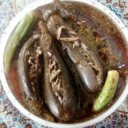 Image result for ترشی بادمجان شکم پر